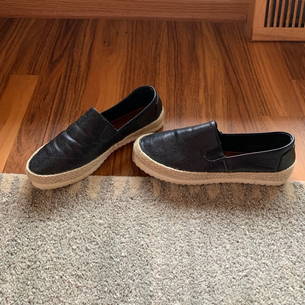 Black Snakeskin Slip On Shoes